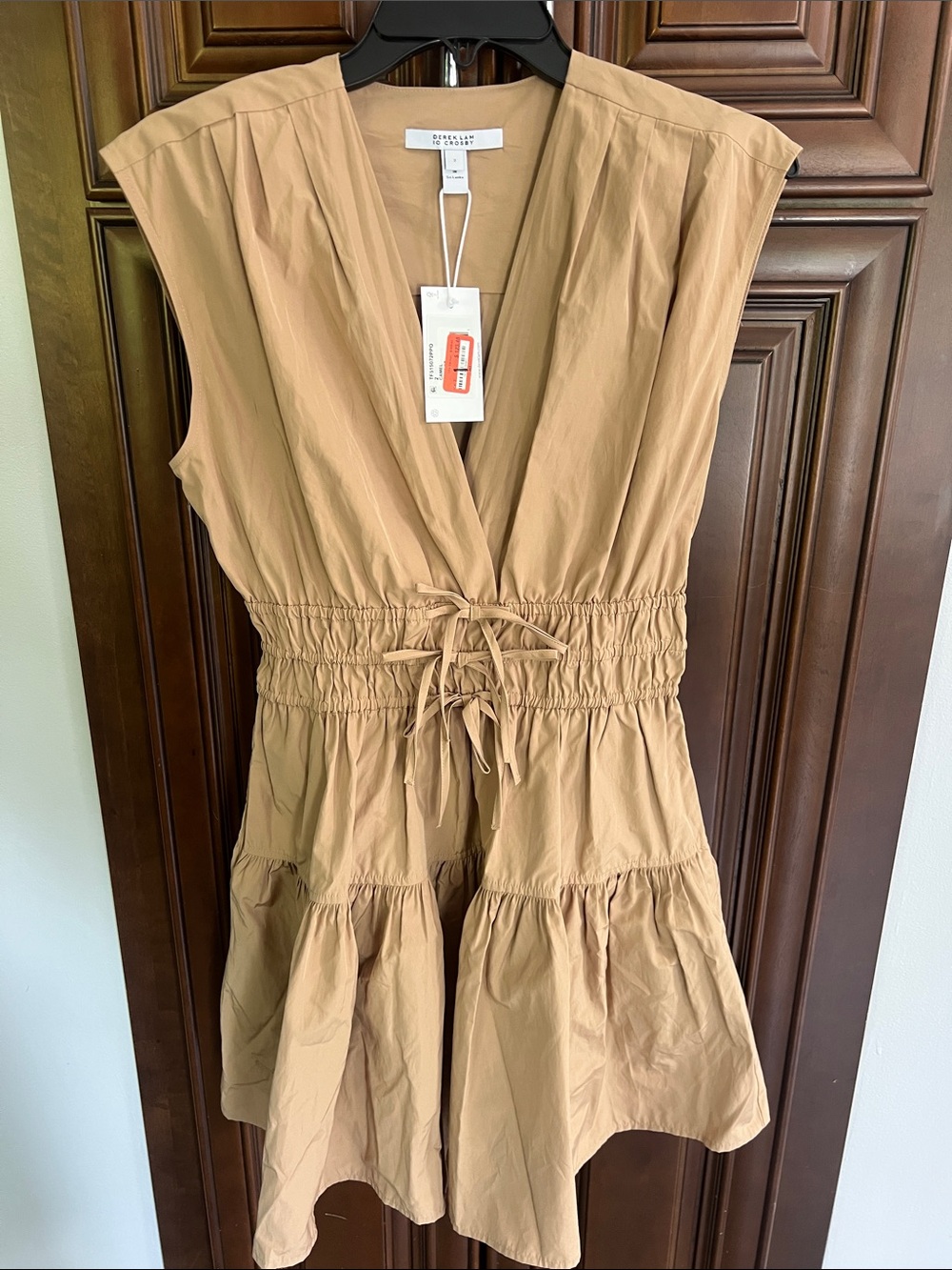 10 Crosby Derek Lam Tan Drawstring Waist Mini Dress